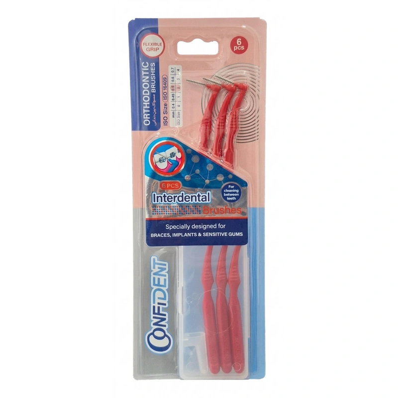 confident orthodontic brush size 2 medicalnabz مسواک بین دندانی ارتودنسی سایز 2 کانفیدنت