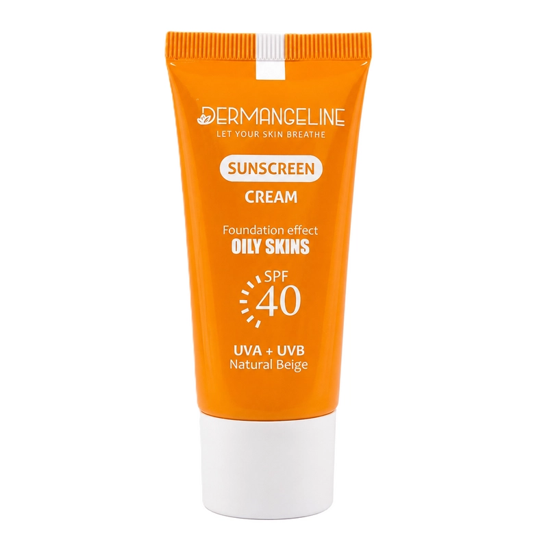 dermangeline sunscreen cream natural oily skin medicalnabz ضد آفتاب کرم پودری پوست چرب بژ طبیعی درم انجلین